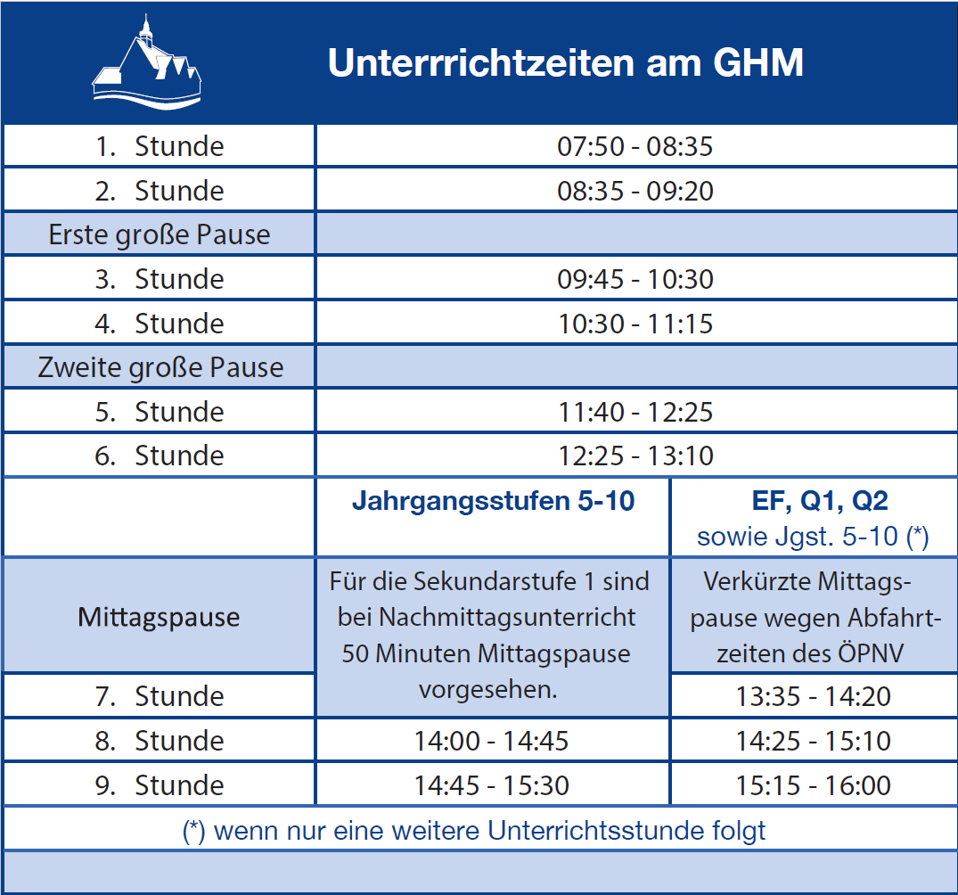 Unterrichtszeiten